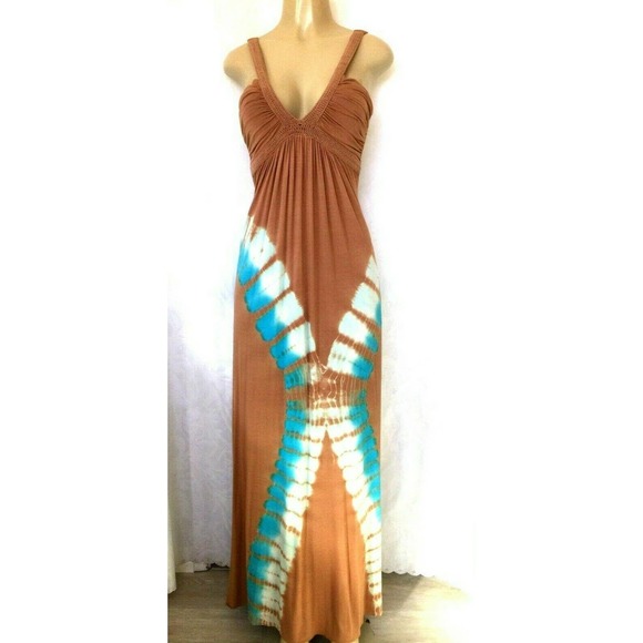 Sky Dresses & Skirts - Sky Maxi Dress Sleeveless Empire Tie Dye Beige S